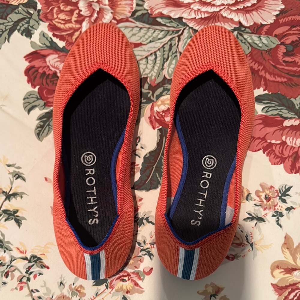 Rothy's Vibrant Orange and Blue Flats